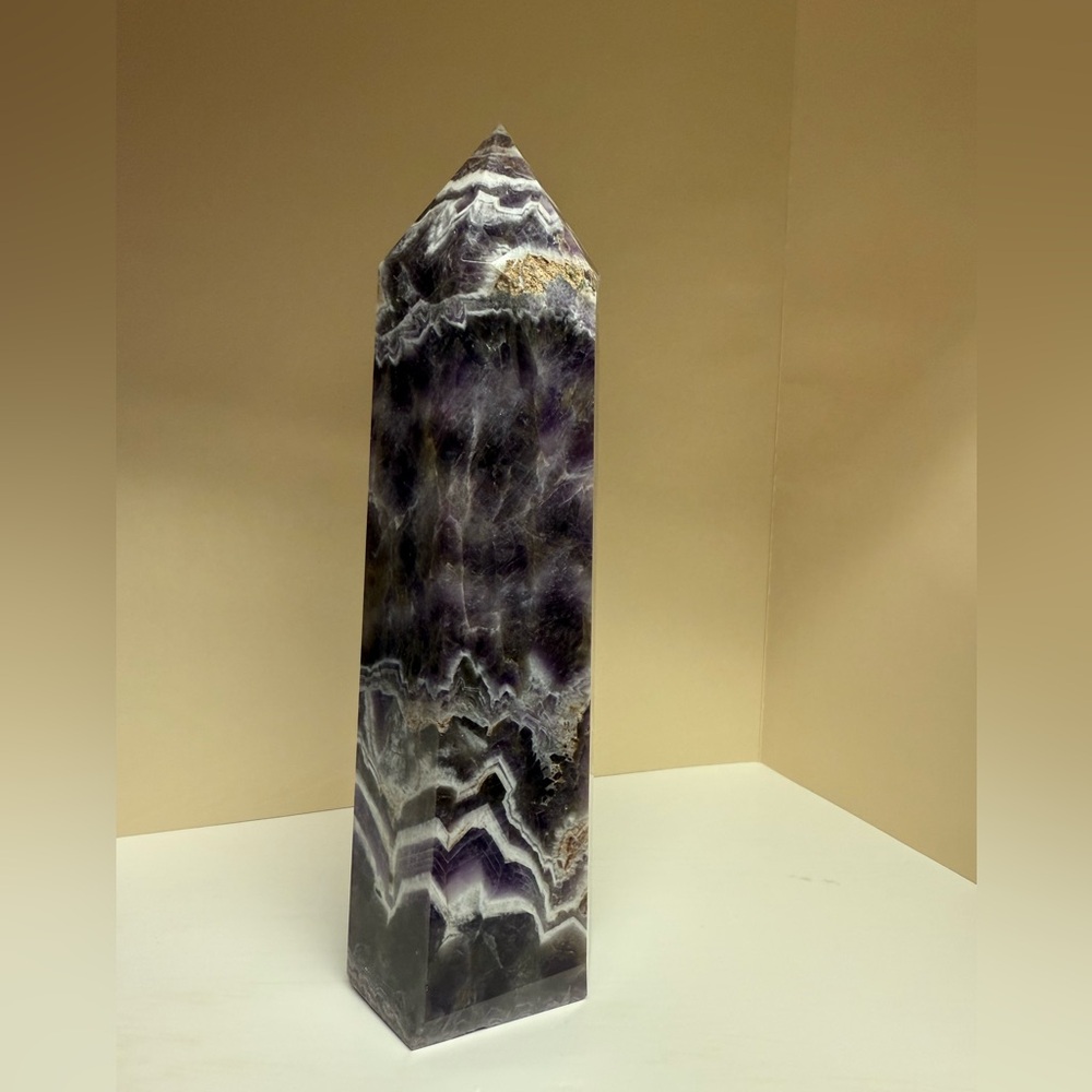 Chevron Amethyst Crystal Tower